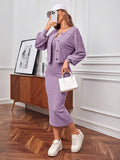 Buy SHEIN Essnce Button Up Drop Shoulder Sleeve Jacket And Cami Dress 2pcs/Set in Pakistan