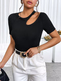 Buy SHEIN Essnce Cut Out Ribbed Knit Tee in Pakistan