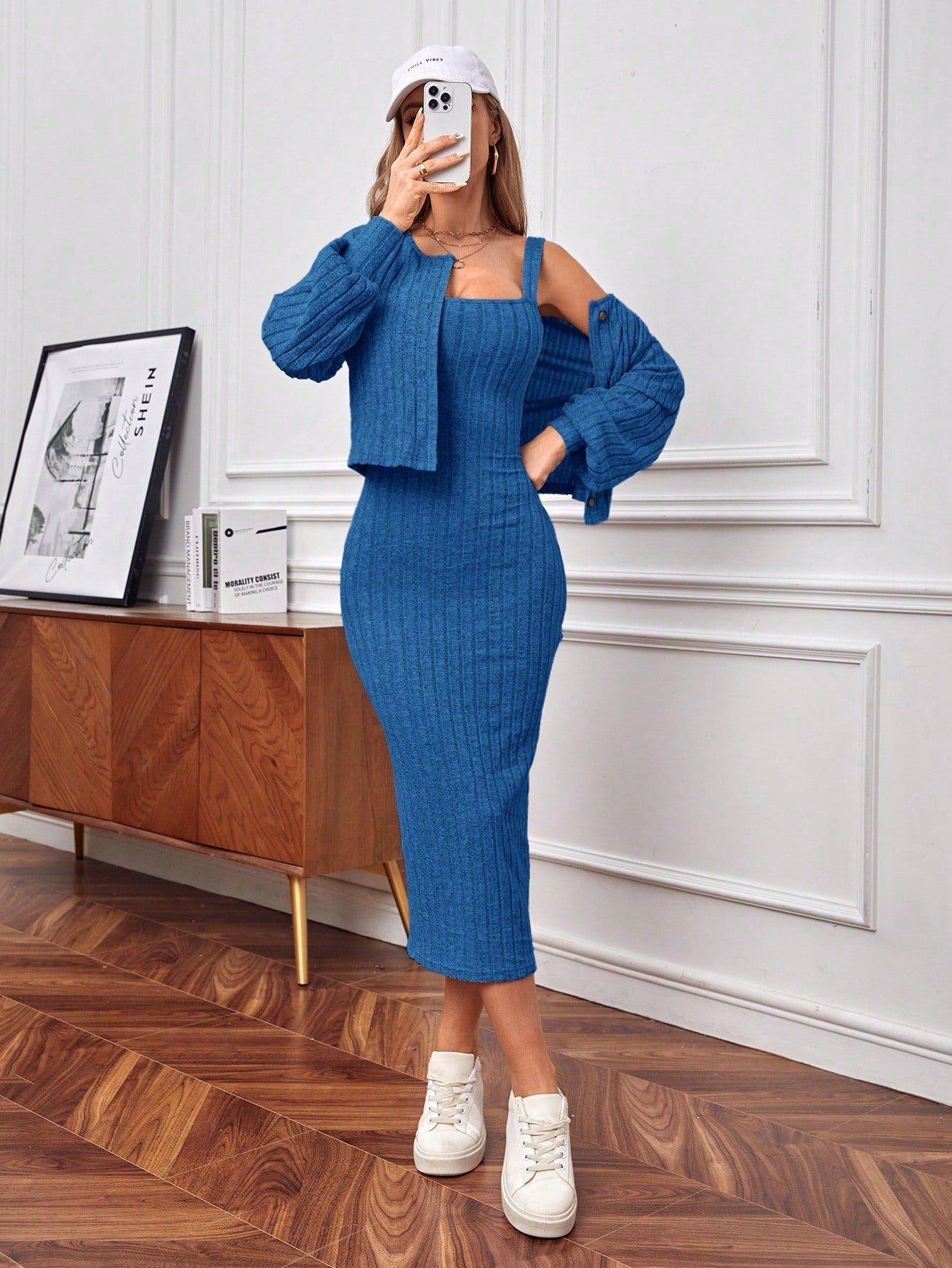Buy SHEIN Essnce Drop Shoulder Button Front Jacket & Dress in Pakistan