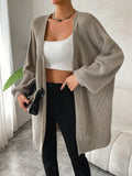 Buy SHEIN Essnce Drop Shoulder Open Front Ribbed Knit Duster Cardigan in Pakistan