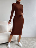 Buy SHEIN Essnce High Neck Ribbed Knit Bodycon Dress in Pakistan