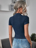 Buy SHEIN Essnce Mock Neck Rib-knit Tee in Pakistan