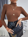 Buy SHEIN Essnce Solid High Neck Rib Knit Sweater in Pakistan