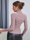 Buy SHEIN Essnce Solid High Neck Rib Knit Sweater in Pakistan