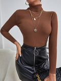Buy SHEIN Essnce Solid High Neck Rib Knit Sweater in Pakistan