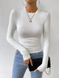 Buy SHEIN Essnce Solid Ruched Slim Fit Tee in Pakistan