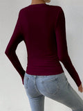 Buy SHEIN Essnce Solid Ruched Tee in Pakistan