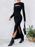 Buy SHEIN Essnce Solid Split Thigh Hooded Bodycon Dress & Super Crop Hooded Dress in Pakistan
