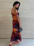 Buy SHEIN Essnce Summer Tie-Dye Pleated Dress With Asymmetric Neckline in Pakistan