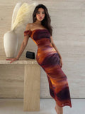 Buy SHEIN Essnce Summer Tie-Dye Pleated Dress With Asymmetric Neckline in Pakistan