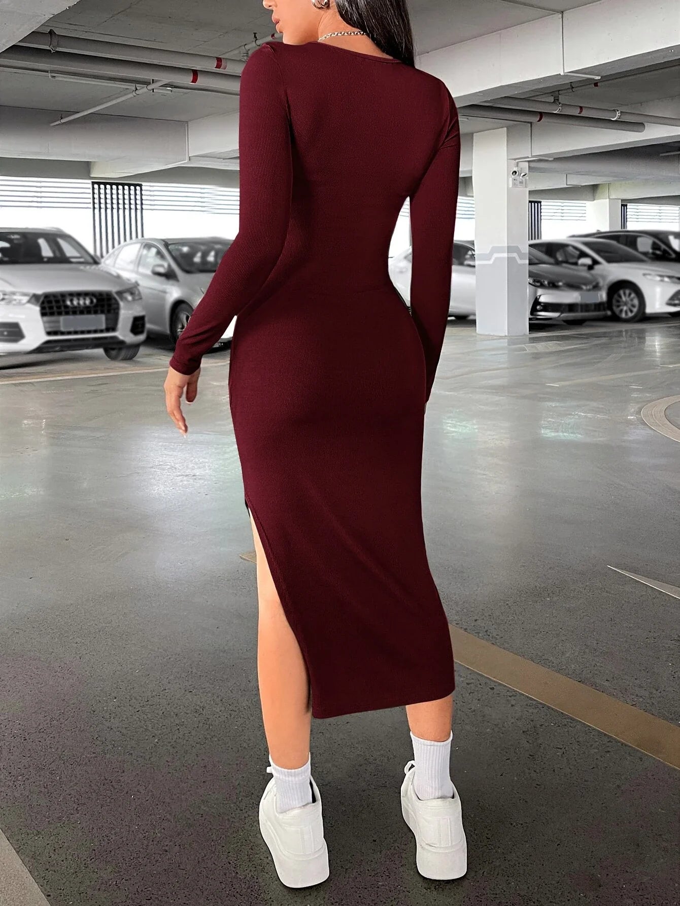 Buy SHEIN Essnce Sweetheart Neck Split Thigh Women Bodycon Dress in Pakistan