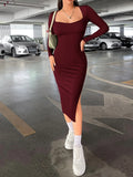 Buy SHEIN Essnce Sweetheart Neck Split Thigh Women Bodycon Dress in Pakistan