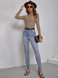 Buy SHEIN Essnce Turtleneck Waffle Knit Tee Bodysuit in Pakistan