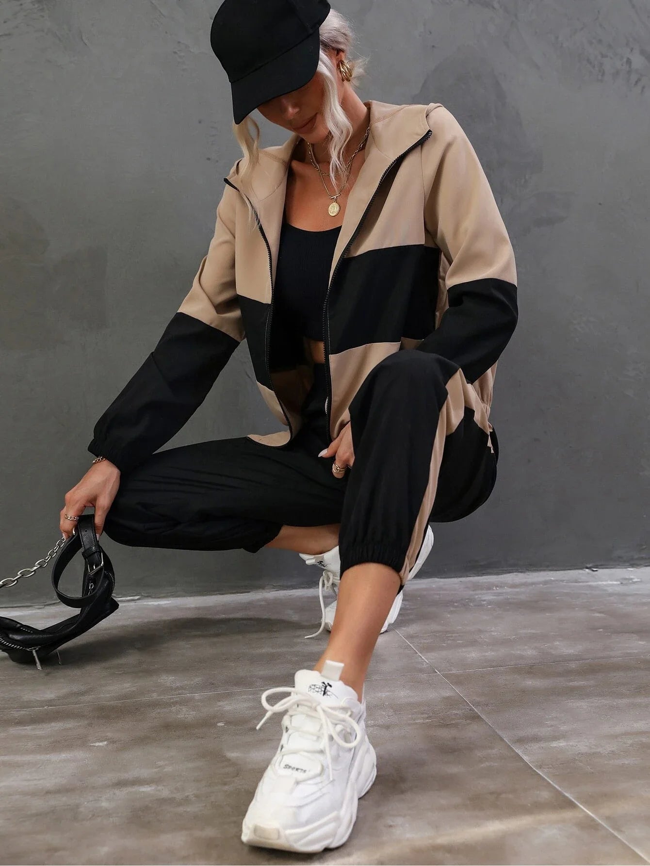Buy SHEIN Essnce Two Tone Zip Up Hooded Jacket & Pants in Pakistan