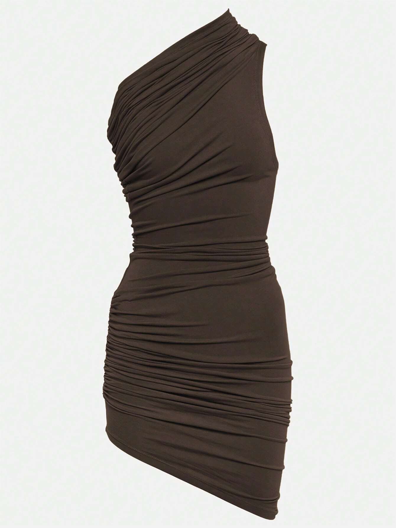 Buy SHEIN Essnce Women Plain Asymmetrical Collar Pleated Summer Sleeveless Dress in Pakistan