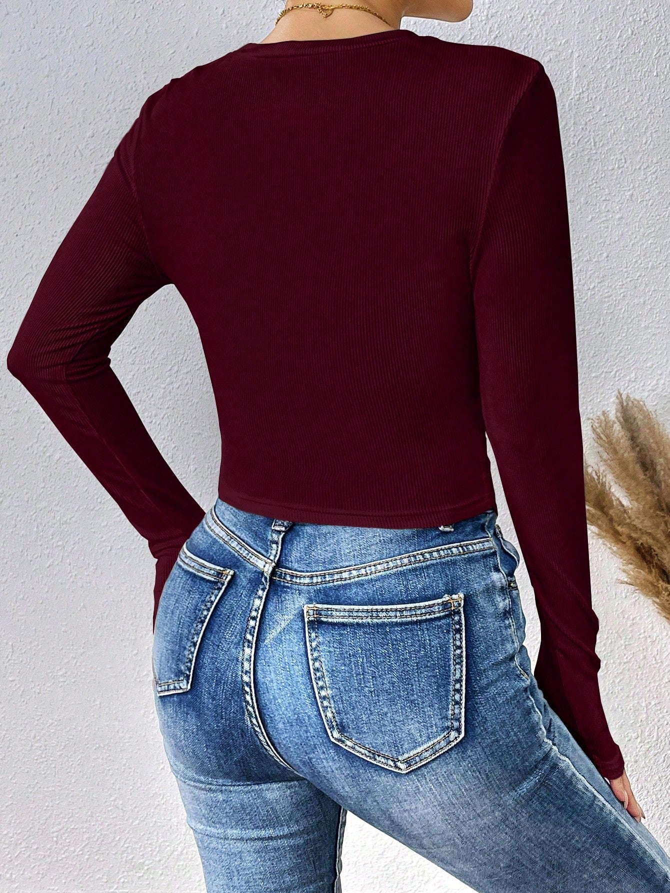 Buy SHEIN Essnce Women's Solid Color Asymmetric Hem T-shirt in Pakistan