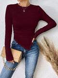 Buy SHEIN Essnce Women's Solid Color Asymmetric Hem T-shirt in Pakistan
