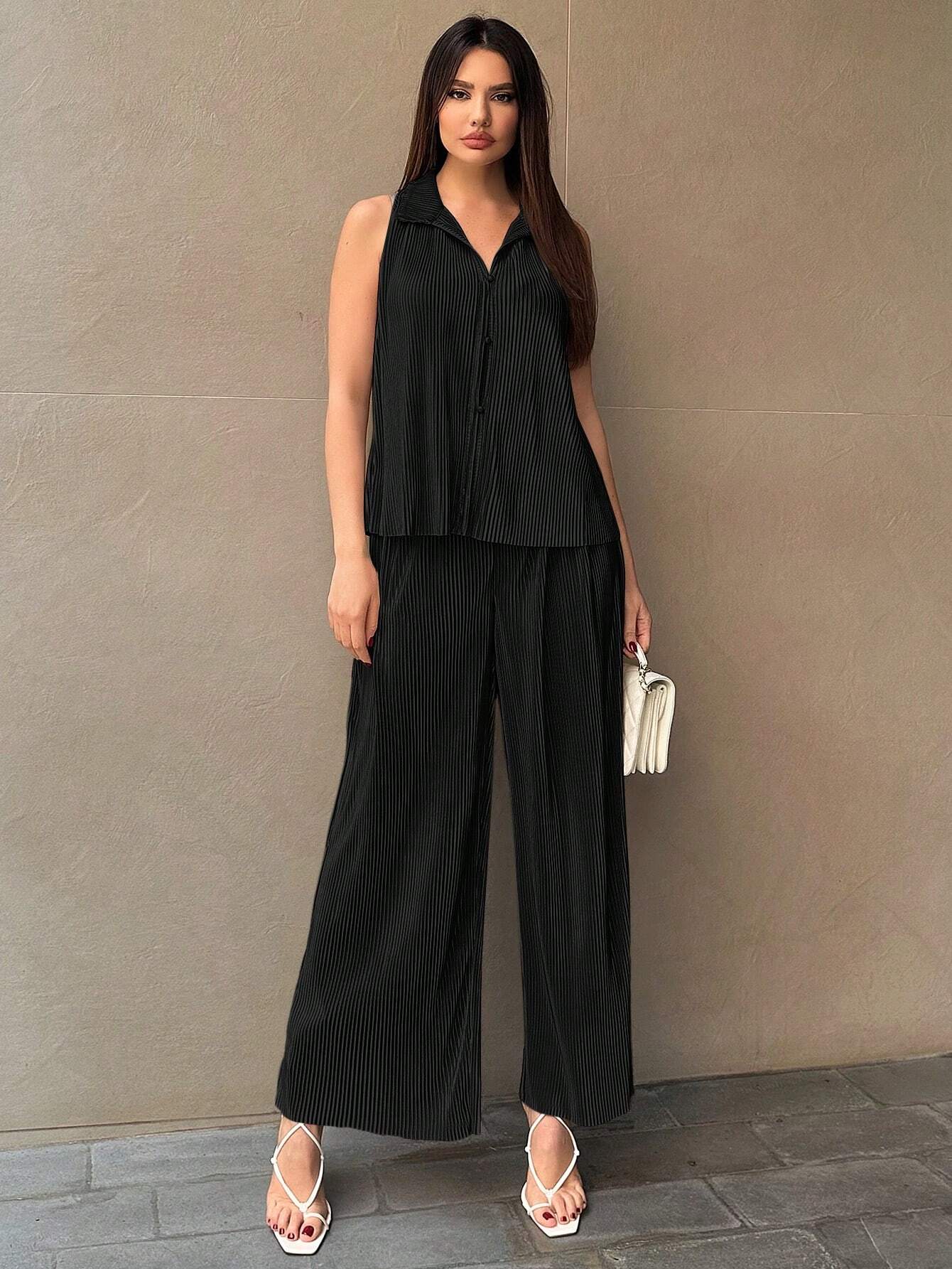 Buy SHEIN Essnce Women's Solid Color Loose Casual Two Piece Set in Pakistan