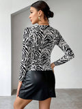 Buy SHEIN Essnce Zebra Striped Cut Out Tee in Pakistan
