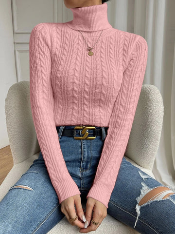 Buy SHEIN Frenchy Cable Knit Turtleneck Sweater in Pakistan