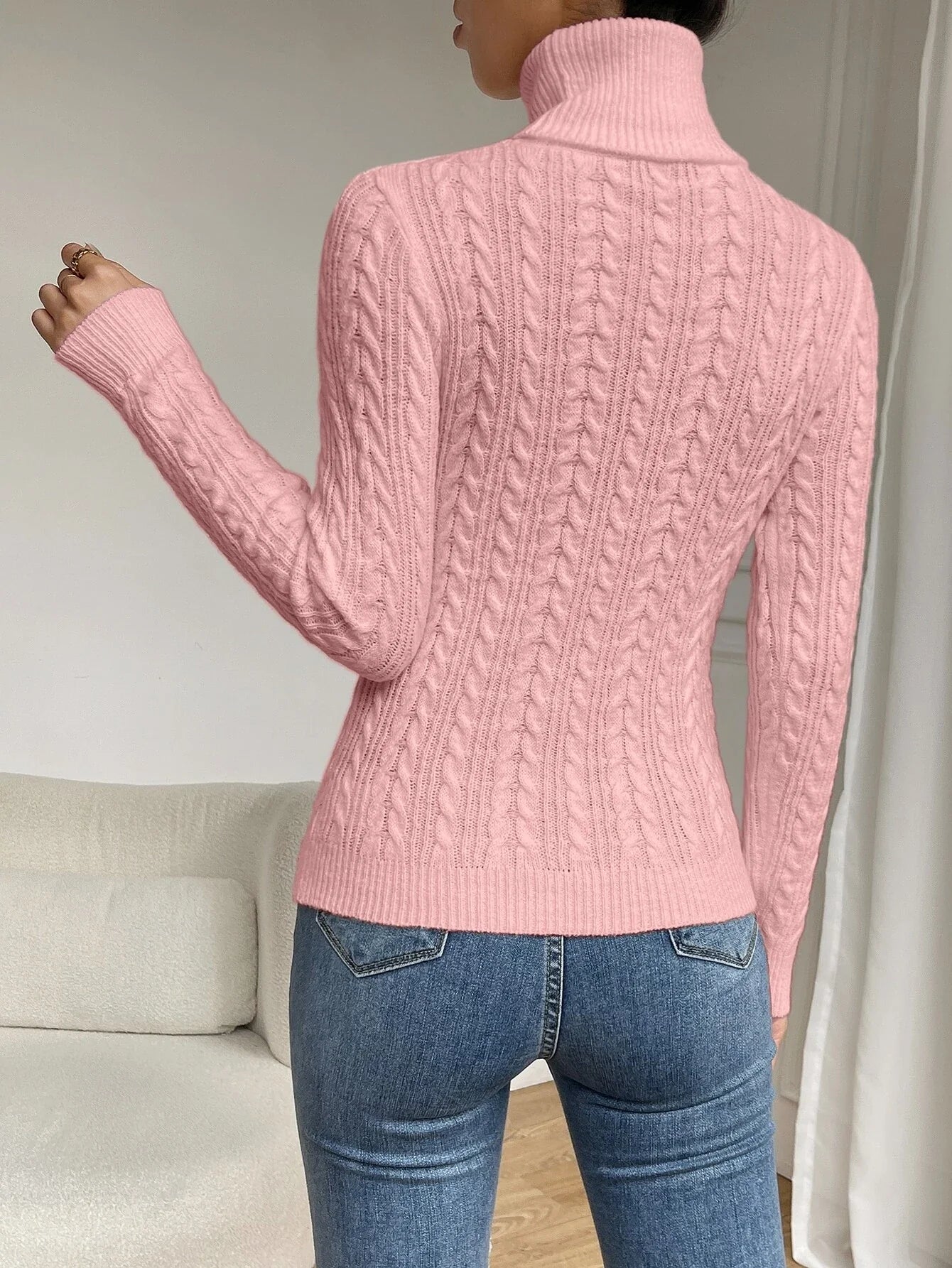 Buy SHEIN Frenchy Cable Knit Turtleneck Sweater in Pakistan