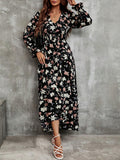 Buy SHEIN Frenchy Floral Print Flounce Sleeve Ruffle Hem Dress in Pakistan
