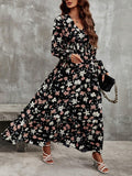 Buy SHEIN Frenchy Floral Print Flounce Sleeve Ruffle Hem Dress in Pakistan