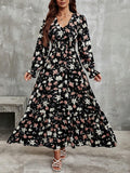 Buy SHEIN Frenchy Floral Print Flounce Sleeve Ruffle Hem Dress in Pakistan
