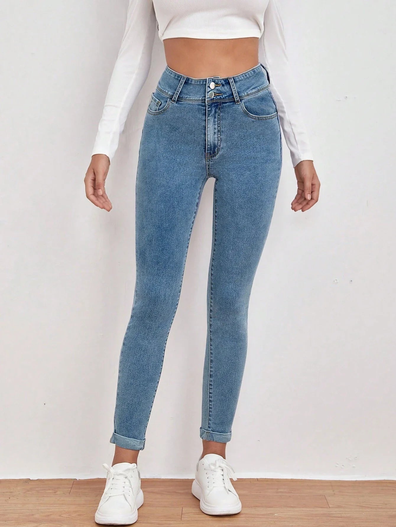 Buy SHEIN Frenchy High Waist Skinny Cropped Jeans in Pakistan