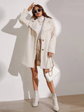 Buy SHEIN Frenchy Lapel Neck Single Breasted Teddy Coat in Pakistan