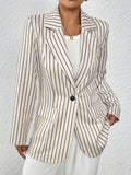 Buy SHEIN Frenchy Loose Casual Long Sleeve, Minimalist Striped Blazer in Pakistan