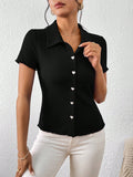 Buy SHEIN Frenchy Solid Button Front Tee in Pakistan