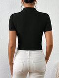 Buy SHEIN Frenchy Solid Button Front Tee in Pakistan