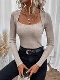 Buy SHEIN Frenchy Solid Ribbed Knit Sweater in Pakistan