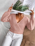 Buy SHEIN Frenchy Surplice Neck Drop Shoulder Sweater in Pakistan