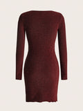 Buy SHEIN Frenchy Surplice Neck Wrap Hem Glitter Bodycon Dress in Pakistan