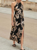 Buy SHEIN Frenchy Tropical Print Split Thigh Halter Dress in Pakistan