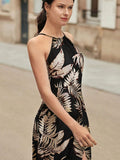 Buy SHEIN Frenchy Tropical Print Split Thigh Halter Dress in Pakistan