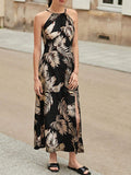 Buy SHEIN Frenchy Tropical Print Split Thigh Halter Dress in Pakistan