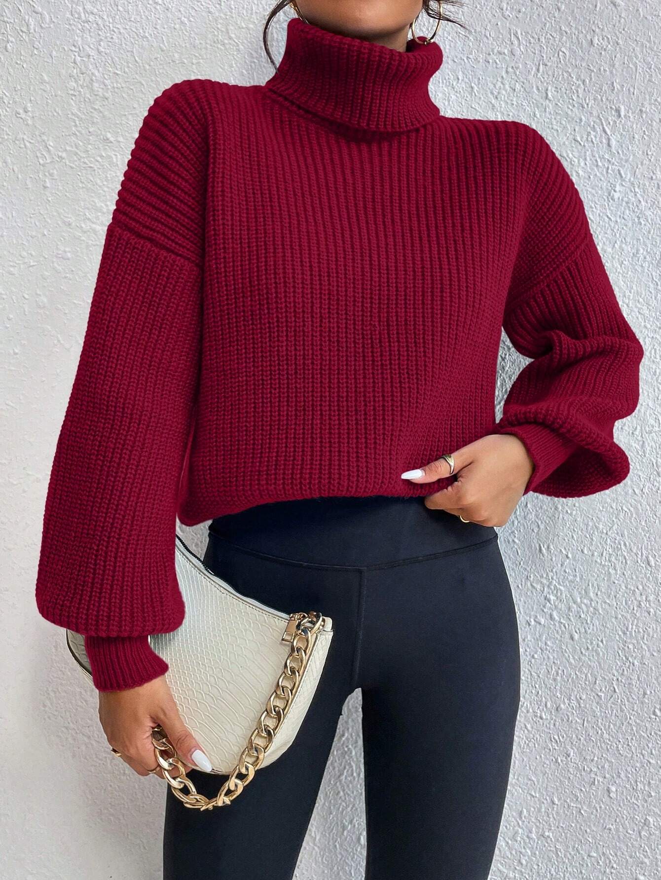 Buy SHEIN Frenchy Turtleneck Drop Shoulder Sweater in Pakistan