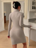 Buy SHEIN Frenchy Turtleneck Split Hem Sweater Bodycon Grain Dress in Pakistan