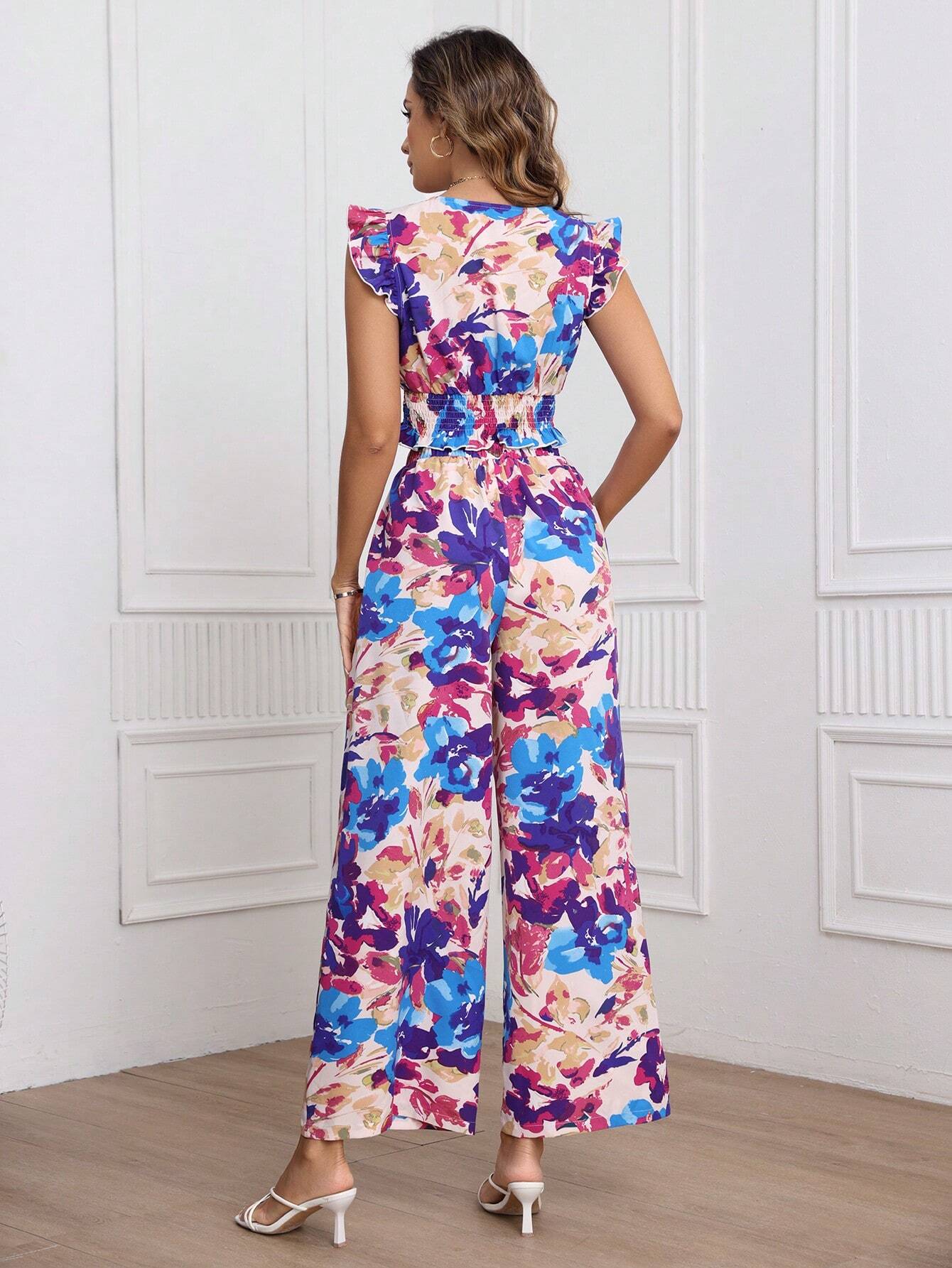 Buy SHEIN Frenchy Women's Flowers Printed Casual 2pcs/Set in Pakistan