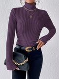 Buy SHEIN Frenchy Women's High Neck Ribbed Knit Long Sleeve T-Shirt in Pakistan