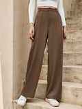 Buy SHEIN Frenchy Women's Old Money Style Vacation & Casual Solid Color Button-Front Linen Straight Pants in Pakistan