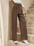 Buy SHEIN Frenchy Women's Old Money Style Vacation & Casual Solid Color Button-Front Linen Straight Pants in Pakistan