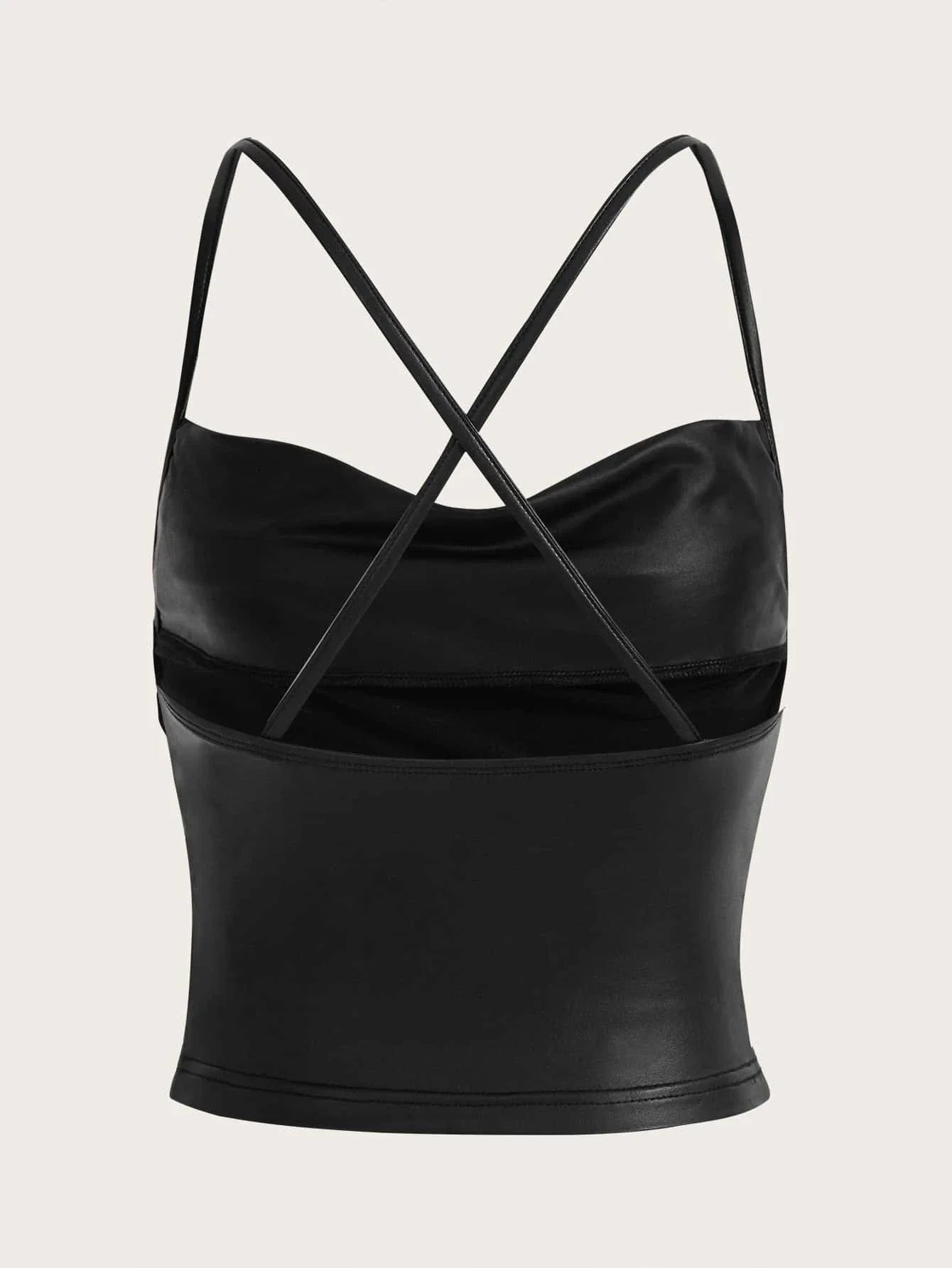 Buy SHEIN ICON Draped Front Crisscross Backless PU Leather Cami Going Out Tops in Pakistan