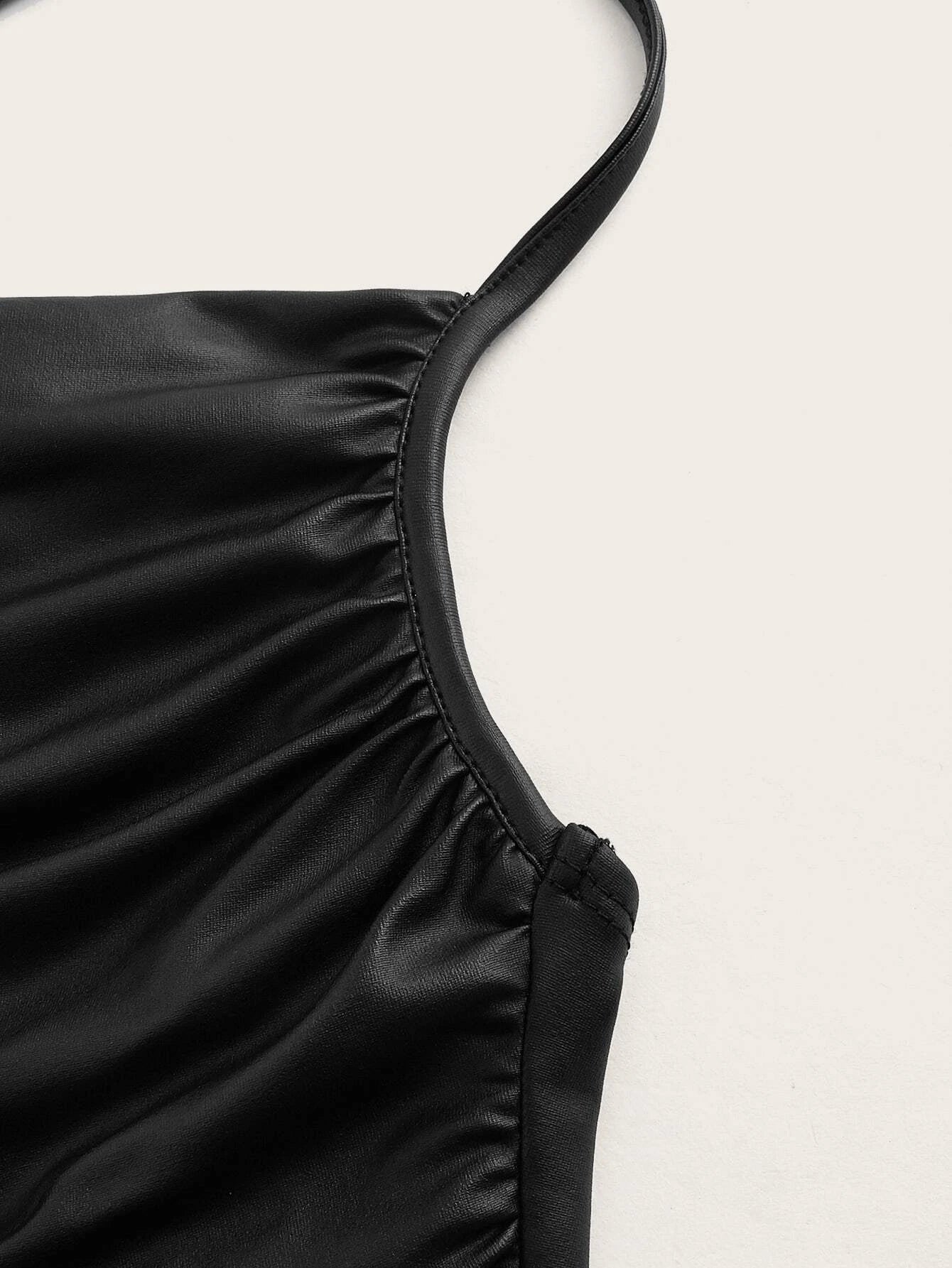 Buy SHEIN ICON Draped Front Crisscross Backless PU Leather Cami Going Out Tops in Pakistan