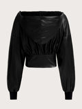 Buy SHEIN ICON Drop Shoulder Zipper Hooded Y2k Crop Jacket in Pakistan