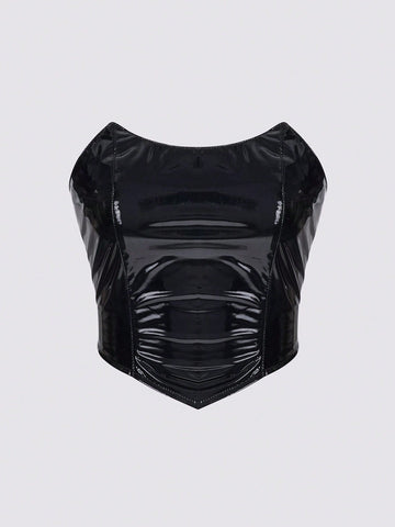 Buy SHEIN ICON Solid Patent Tube Top in Pakistan