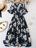 Buy SHEIN LUNE Floral Print V-Neck Waist-Cinched Dress in Pakistan